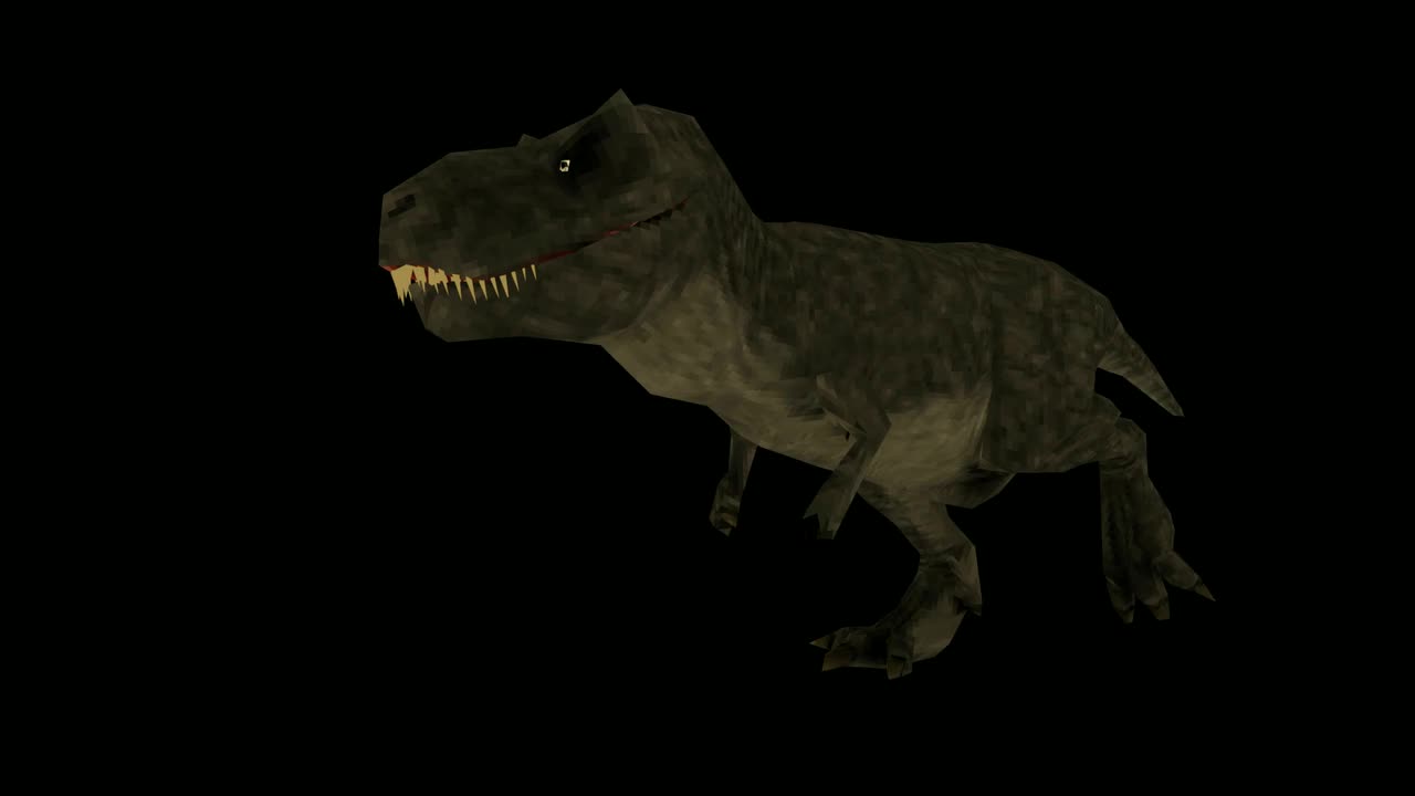 Rigged low-poly T-Rex playing its walk cycle animation
