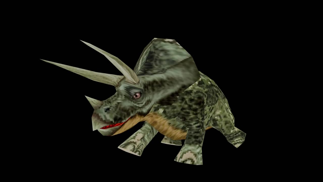 Rigged low-poly Triceratops playing its run cycle animation