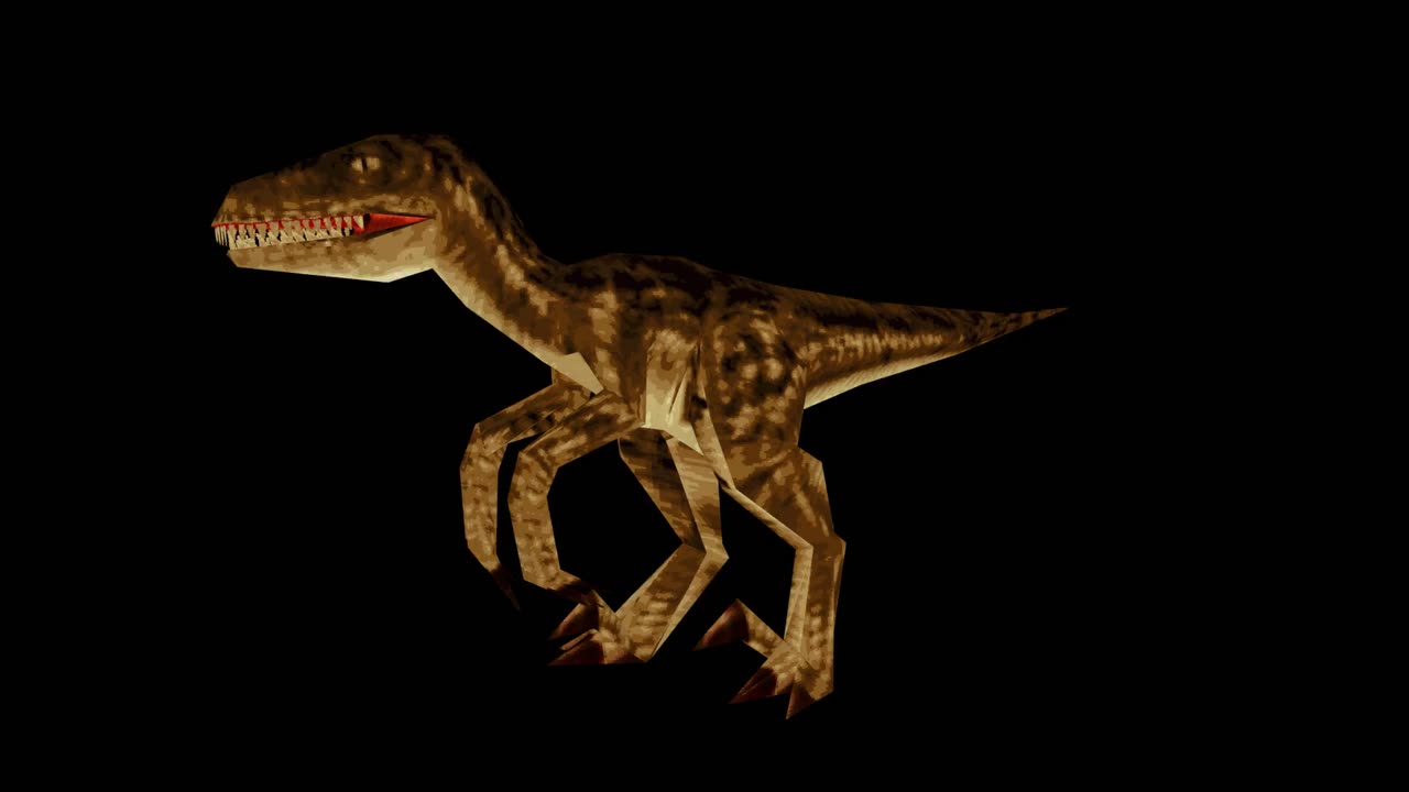 Rigged low-poly Velociraptor playing its idle animation